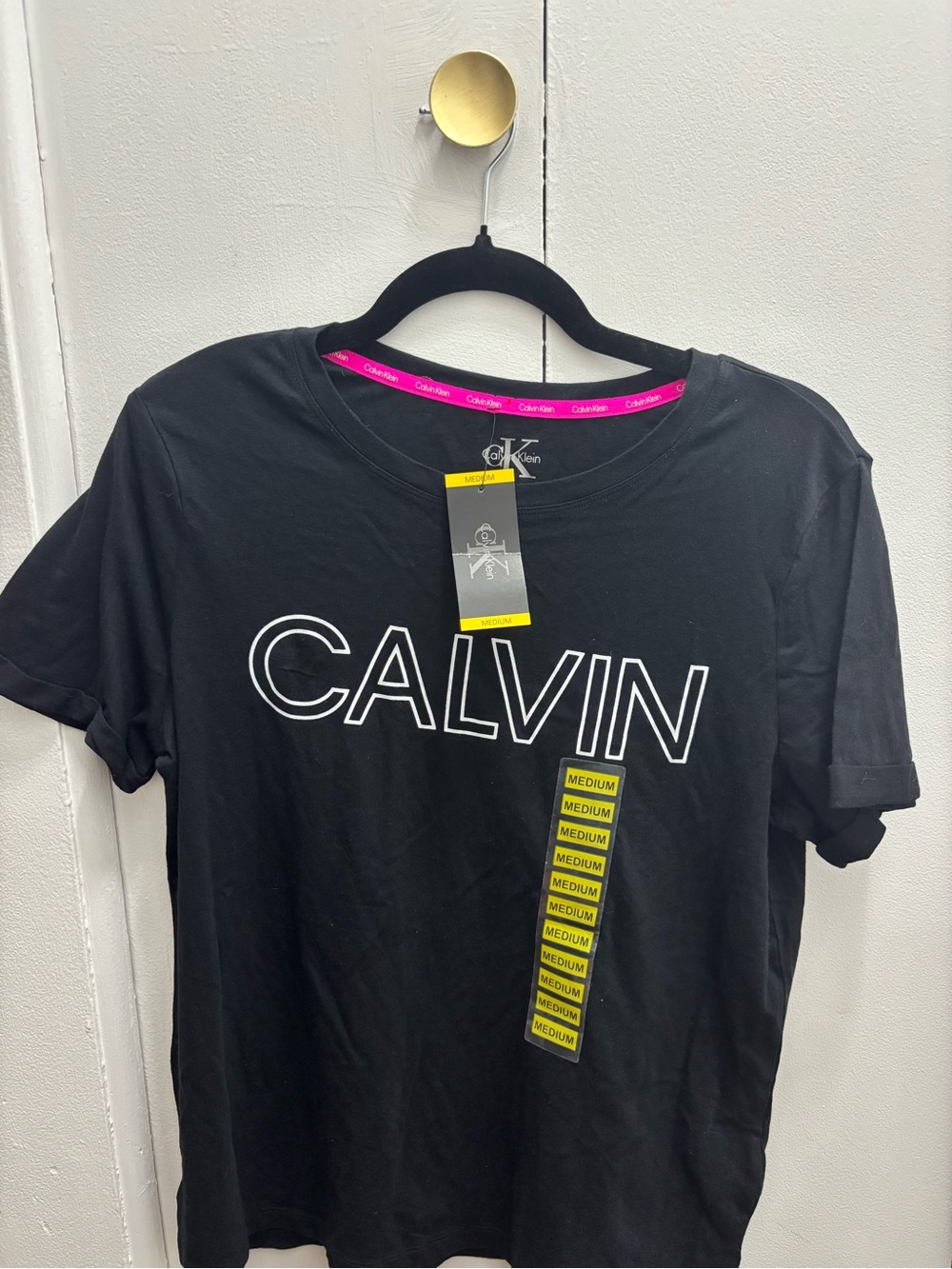 Calvin Klein Black Short Sleeve Tee with White 'CALVIN' Logo